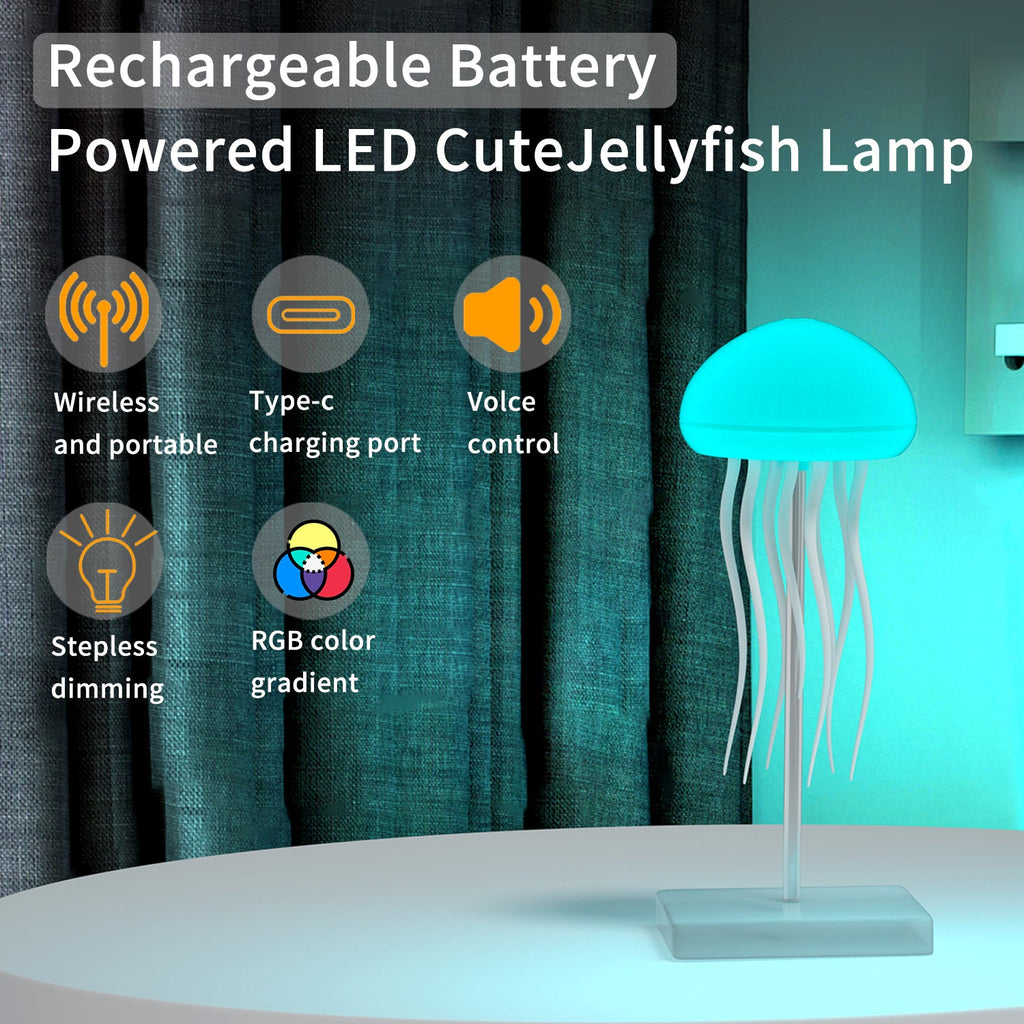 Jellyfish RGB Night Light — Touch-Activated, Hanging or Desk Base