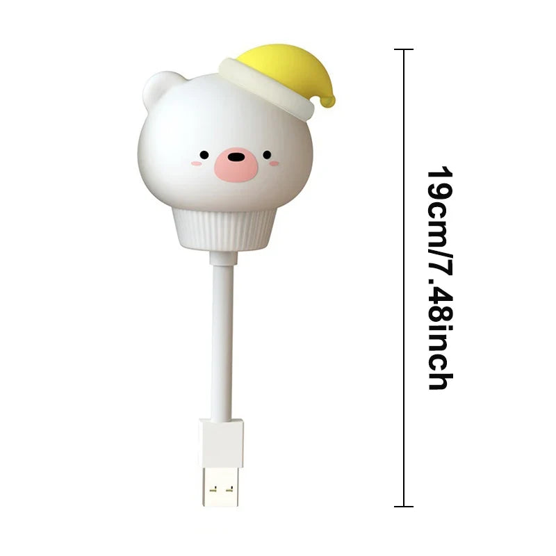 Cute Animal USB Night Light — Bear, Chick & Kitten Bedside Lamp
