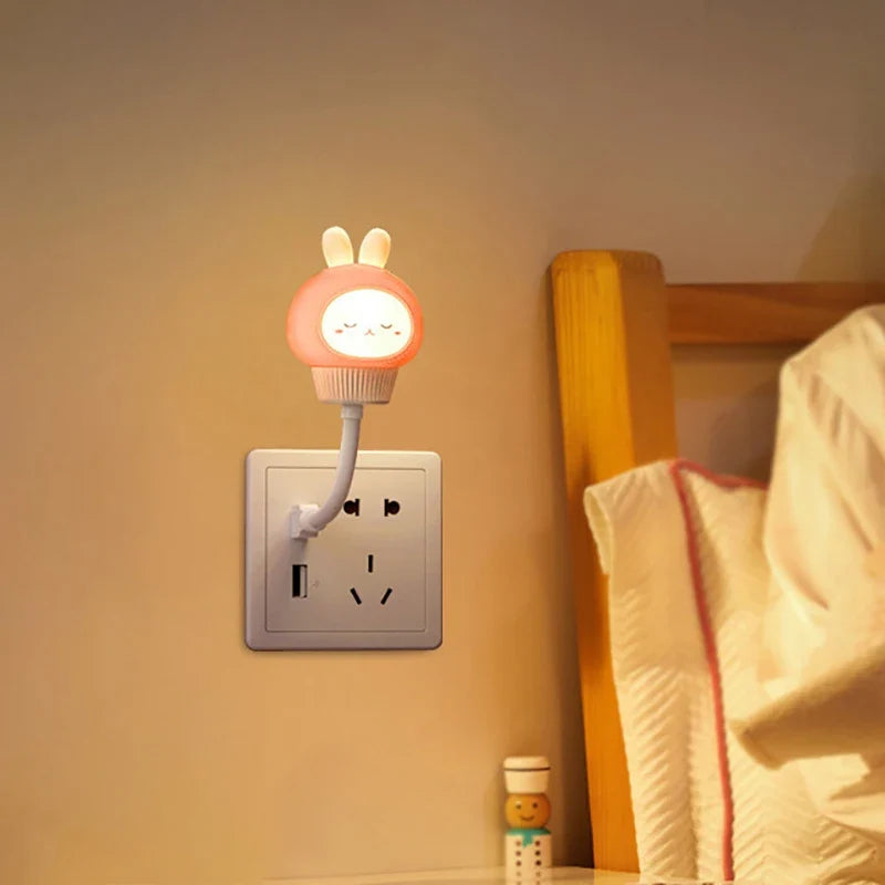 Cute Animal USB Night Light — Bear, Chick & Kitten Bedside Lamp
