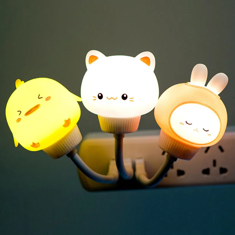 Cute Animal USB Night Light — Bear, Chick & Kitten Bedside Lamp