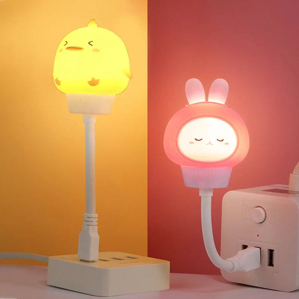 Cute Animal USB Night Light — Bear, Chick & Kitten Bedside Lamp