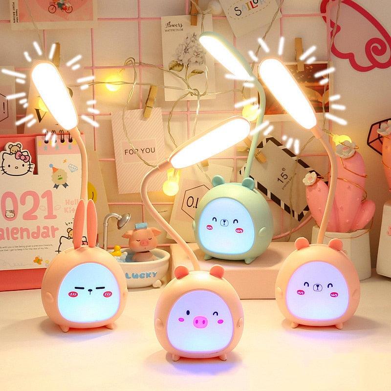 Kawaii Animal Friends LED Desk Lamp — Pig, Rabbit, & Puppy