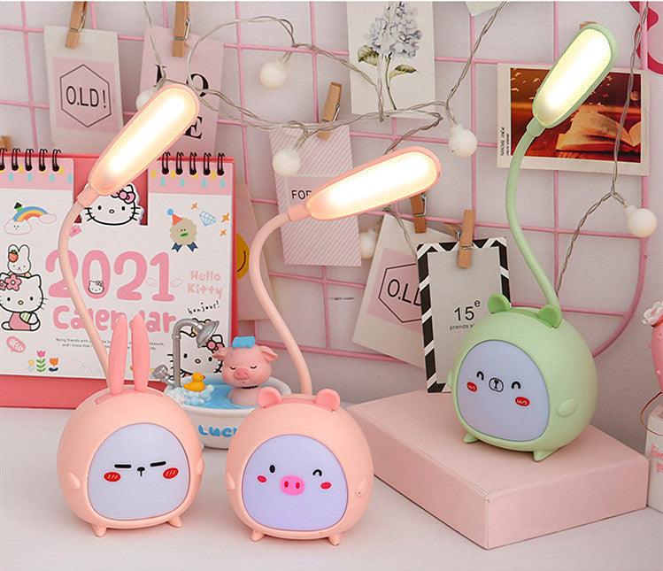 Kawaii Animal Friends LED Desk Lamp — Pig, Rabbit, & Puppy