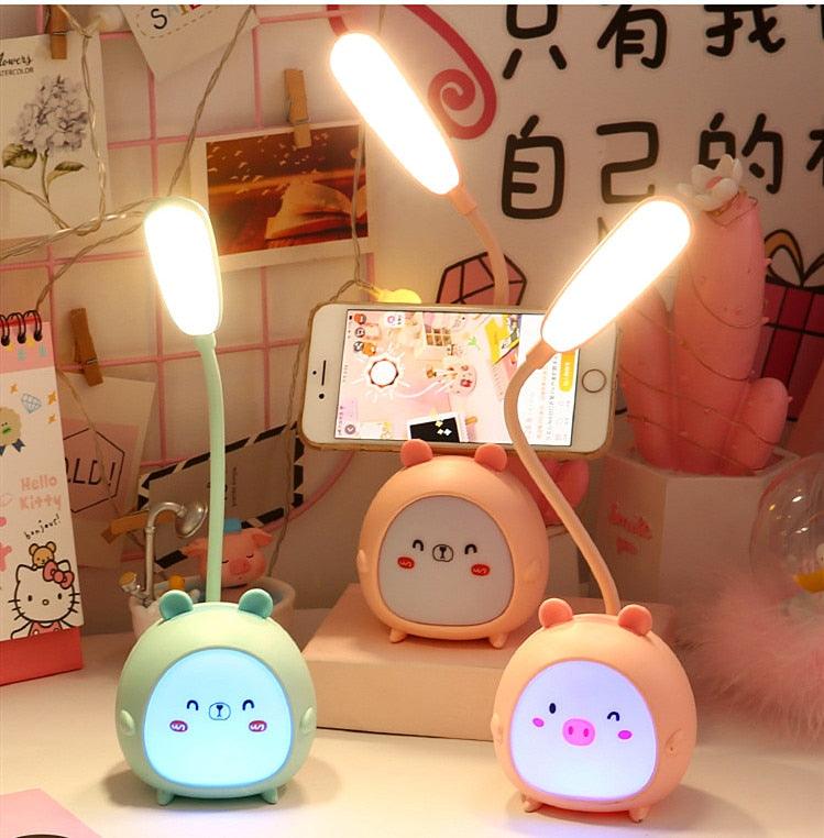 Kawaii Animal Friends LED Desk Lamp — Pig, Rabbit, & Puppy