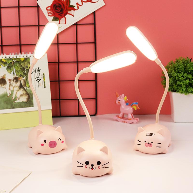 Cute Animal LED Desk Lamp — Pig, Rabbit & Cat Gooseneck Study Light