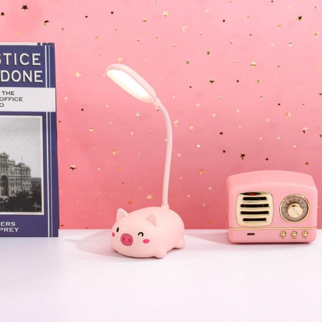 Cute Animal LED Desk Lamp — Pig, Rabbit & Cat Gooseneck Study Light