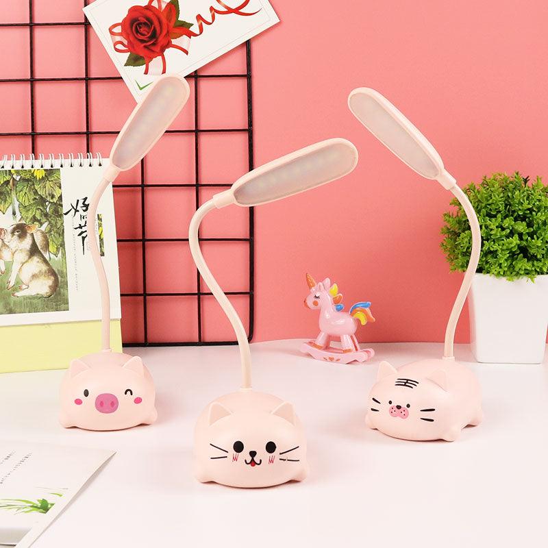 Cute Animal LED Desk Lamp — Pig, Rabbit & Cat Gooseneck Study Light