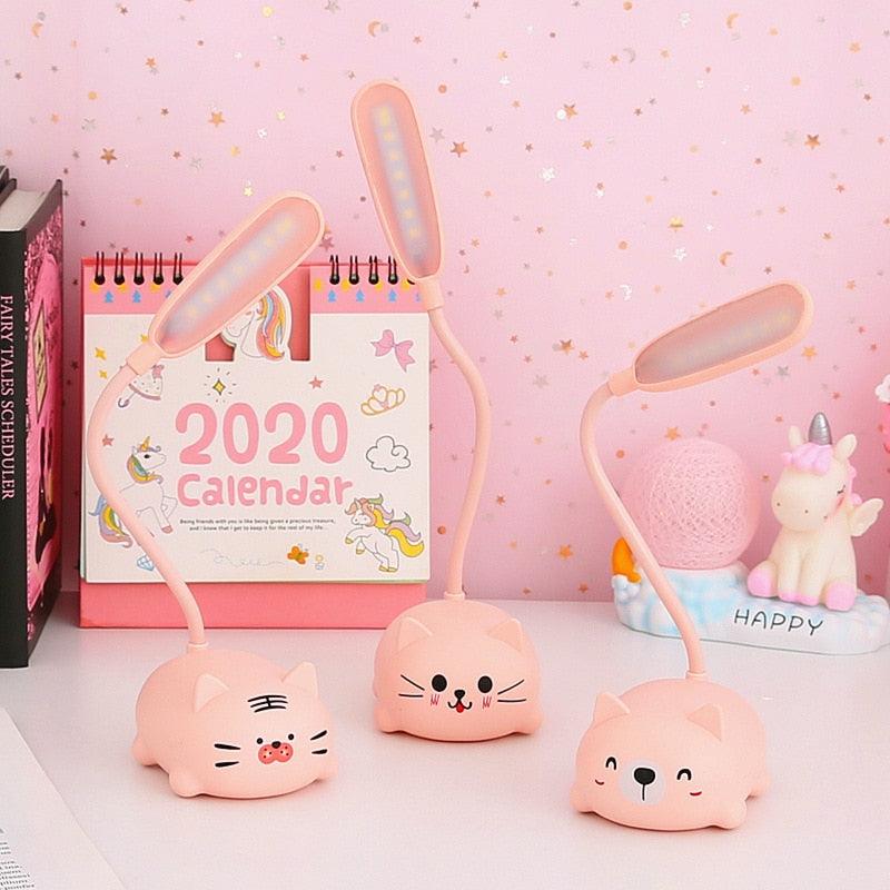 Cute Animal LED Desk Lamp — Pig, Rabbit & Cat Gooseneck Study Light