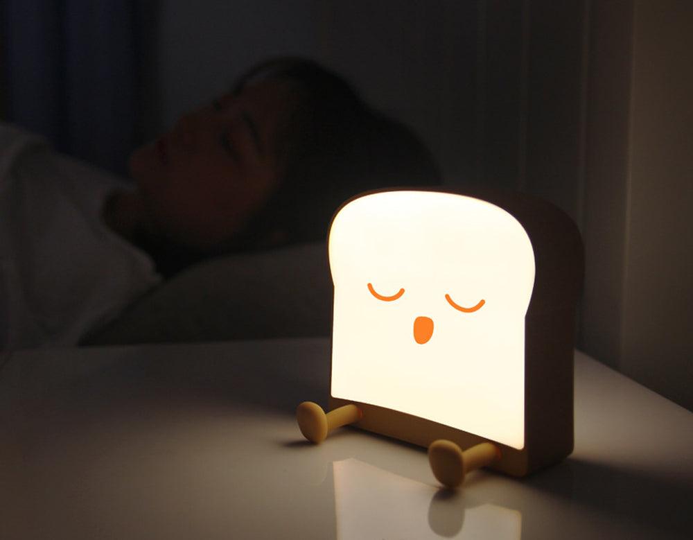 Cute Toast LED Night Light — Silicone Phone Holder Lamp with Dimmable Glow