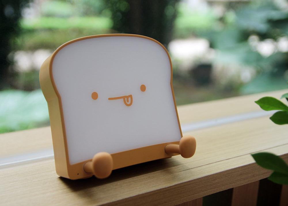 Cute Toast LED Night Light — Silicone Phone Holder Lamp with Dimmable Glow
