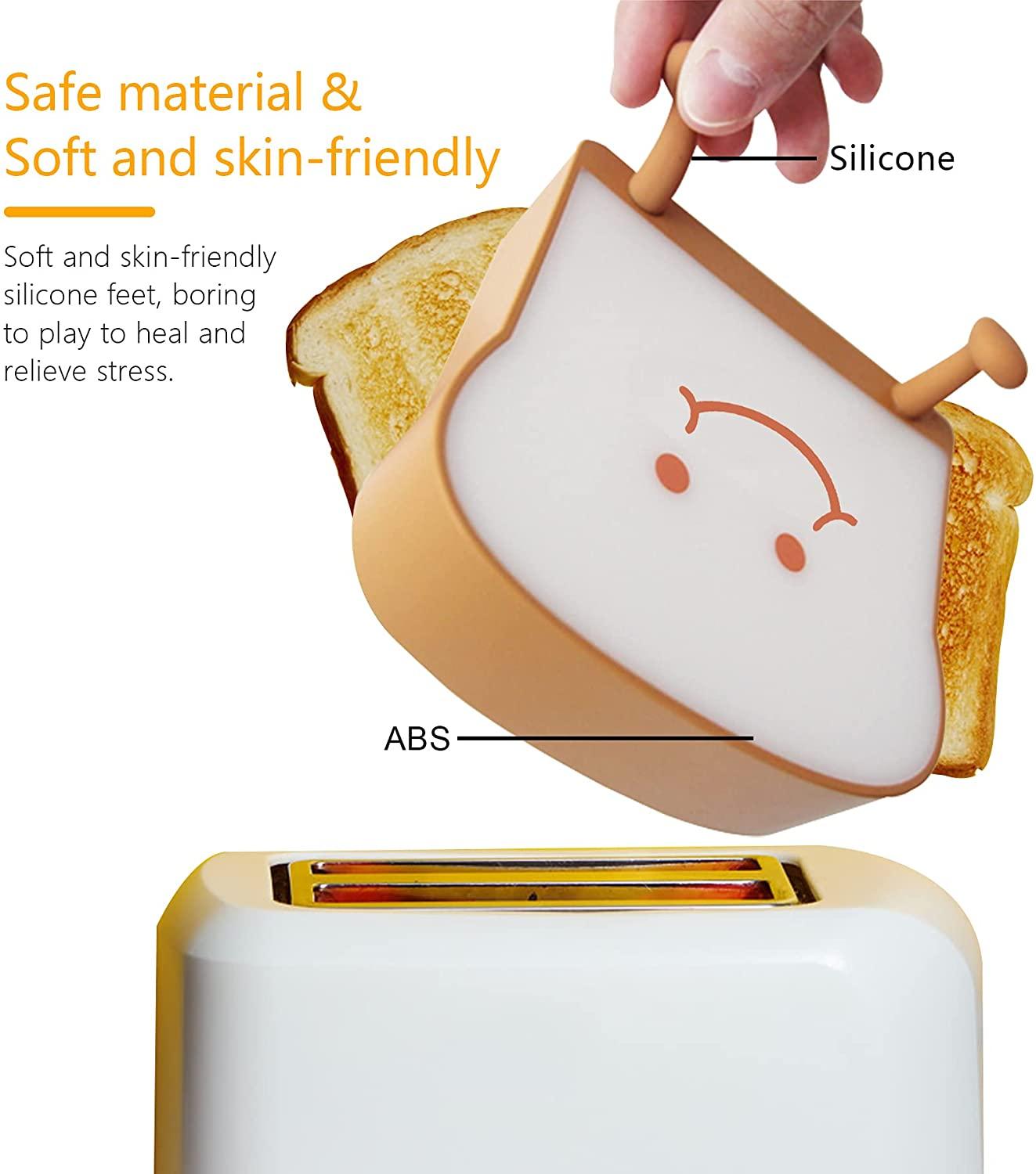 Cute Toast LED Night Light — Silicone Phone Holder Lamp with Dimmable Glow