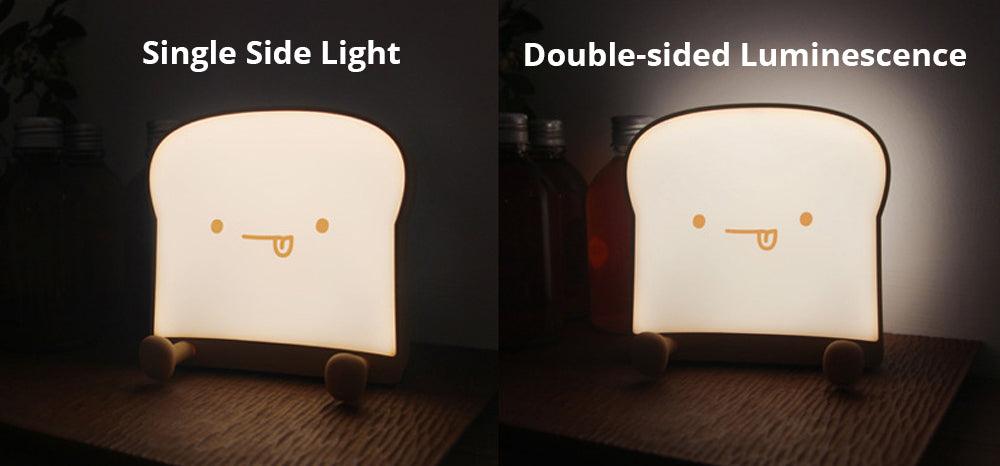 Cute Toast LED Night Light — Silicone Phone Holder Lamp with Dimmable Glow
