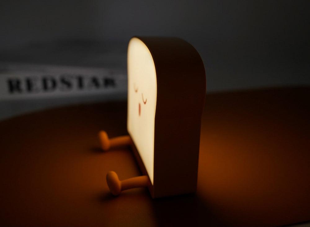Cute Toast LED Night Light — Silicone Phone Holder Lamp with Dimmable Glow