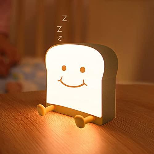 Cute Toast LED Night Light — Silicone Phone Holder Lamp with Dimmable Glow