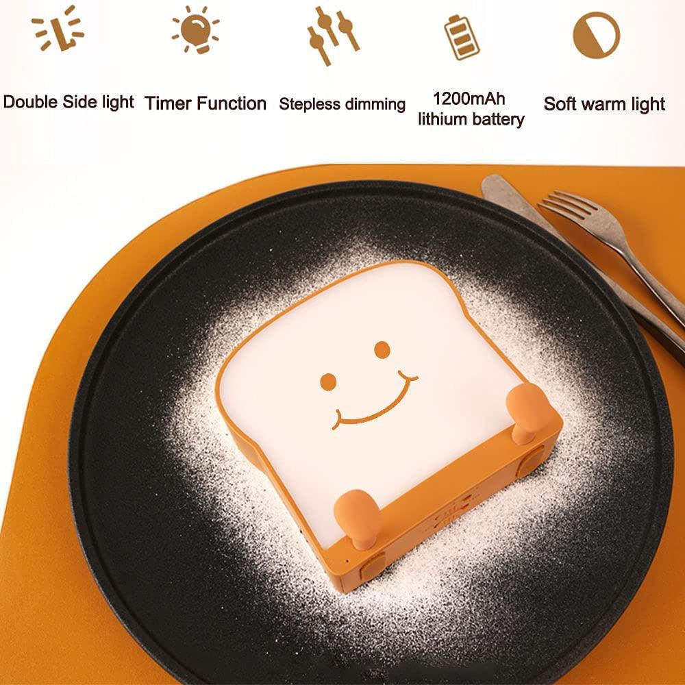 Cute Toast LED Night Light — Silicone Phone Holder Lamp with Dimmable Glow