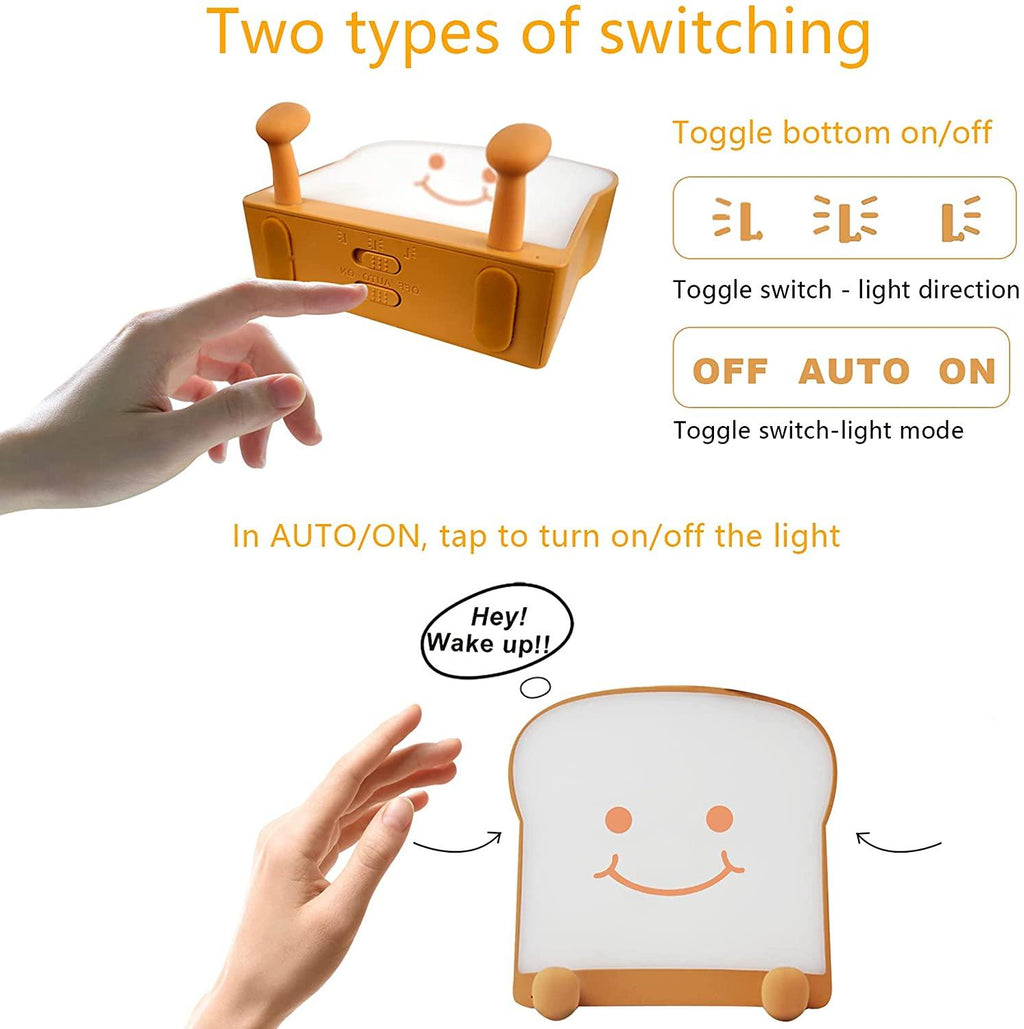 Cute Toast LED Night Light — Silicone Phone Holder Lamp with Dimmable Glow