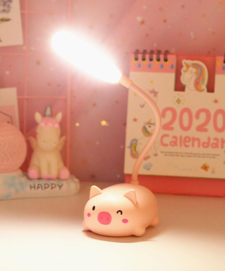 Cute Animal LED Desk Lamp — Pig, Rabbit & Cat Gooseneck Study Light